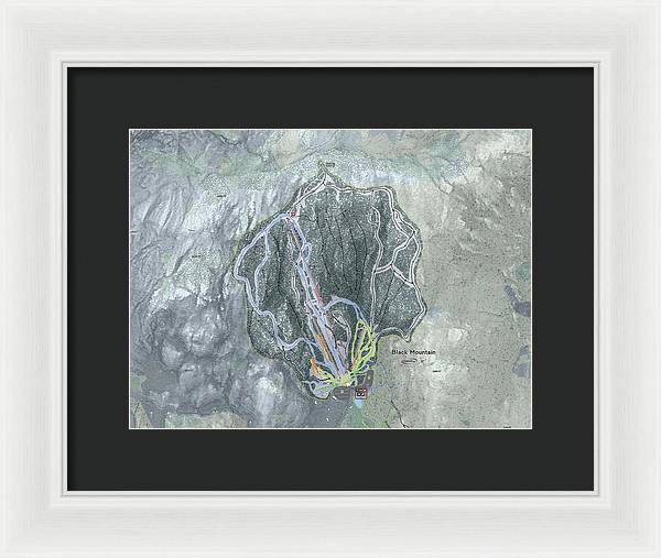 Black Mountain Ski Trail Map - Framed Print - Powderaddicts