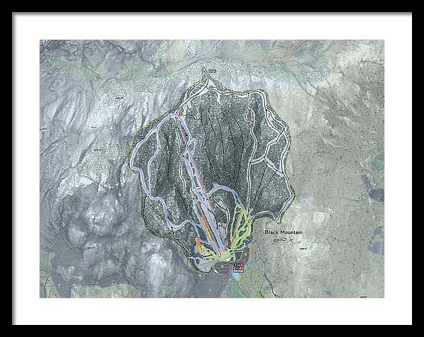 Black Mountain Ski Trail Map - Framed Print - Powderaddicts
