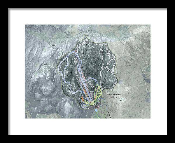 Black Mountain Ski Trail Map - Framed Print - Powderaddicts