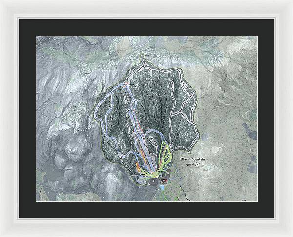 Black Mountain Ski Trail Map - Framed Print - Powderaddicts