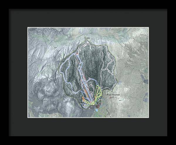 Black Mountain Ski Trail Map - Framed Print - Powderaddicts