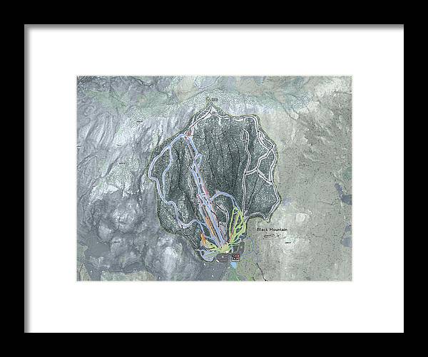 Black Mountain Ski Trail Map - Framed Print - Powderaddicts