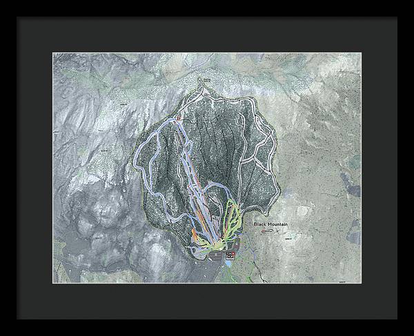 Black Mountain Ski Trail Map - Framed Print - Powderaddicts