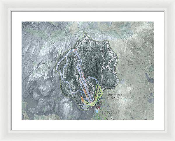 Black Mountain Ski Trail Map - Framed Print - Powderaddicts