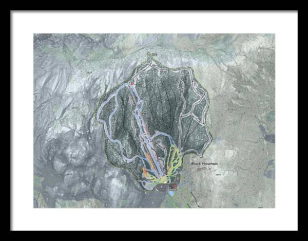 Black Mountain Ski Trail Map - Framed Print - Powderaddicts
