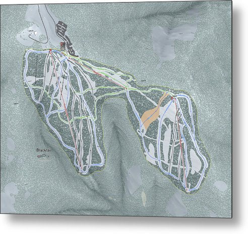 Black tail Ski Trail Map - Metal Print - Powderaddicts