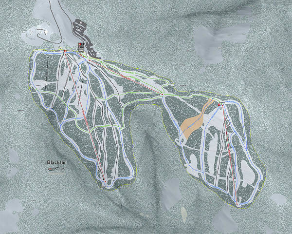 Black tail Ski Trail Map - Art Print - Powderaddicts