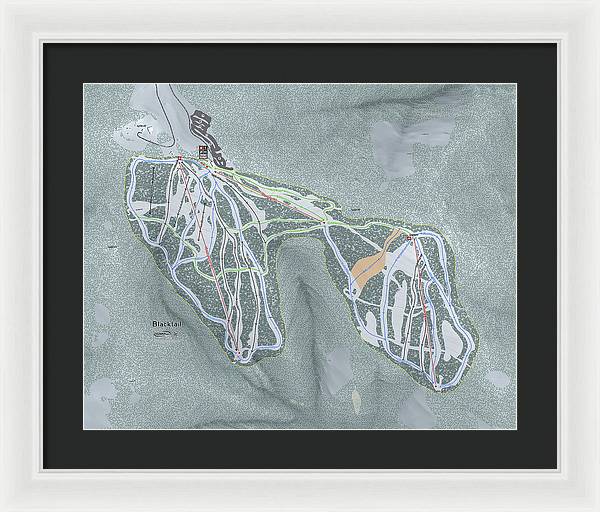 Black tail Ski Trail Map - Framed Print - Powderaddicts