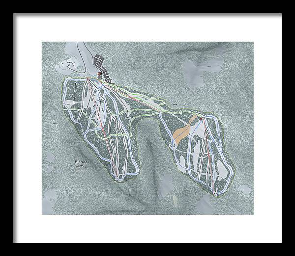 Black tail Ski Trail Map - Framed Print - Powderaddicts