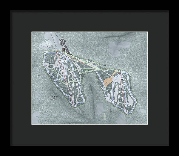 Black tail Ski Trail Map - Framed Print - Powderaddicts