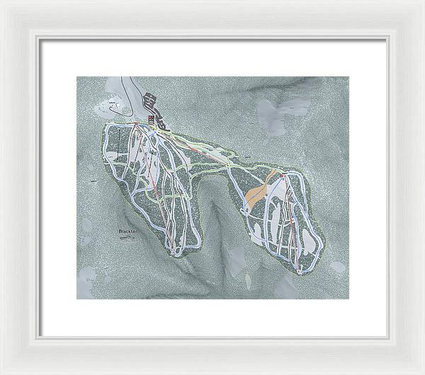 Black tail Ski Trail Map - Framed Print - Powderaddicts
