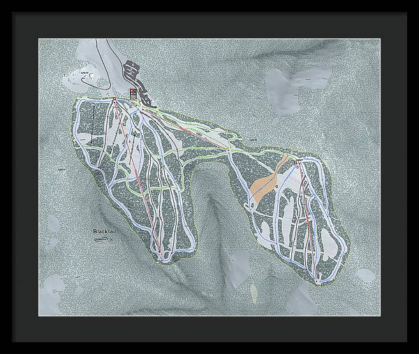 Black tail Ski Trail Map - Framed Print - Powderaddicts