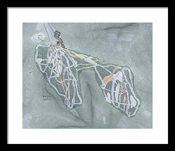 Black tail Ski Trail Map - Framed Print - Powderaddicts