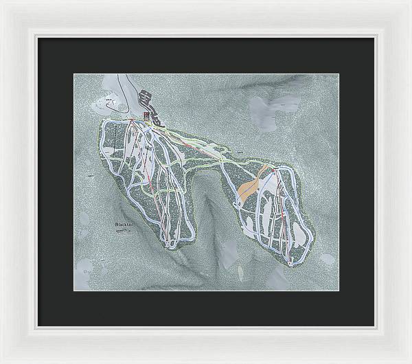 Black tail Ski Trail Map - Framed Print - Powderaddicts