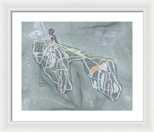 Black tail Ski Trail Map - Framed Print - Powderaddicts