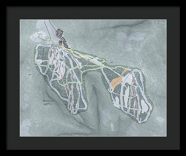 Black tail Ski Trail Map - Framed Print - Powderaddicts