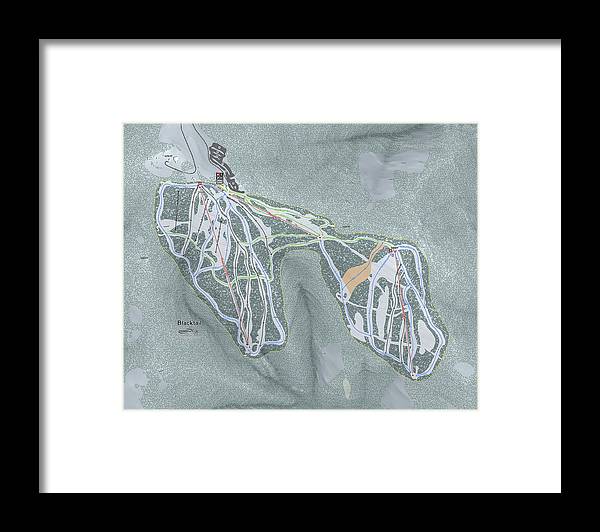 Black tail Ski Trail Map - Framed Print - Powderaddicts