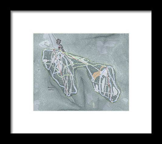 Black tail Ski Trail Map - Framed Print - Powderaddicts