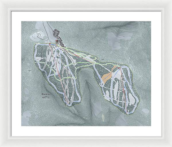Black tail Ski Trail Map - Framed Print - Powderaddicts
