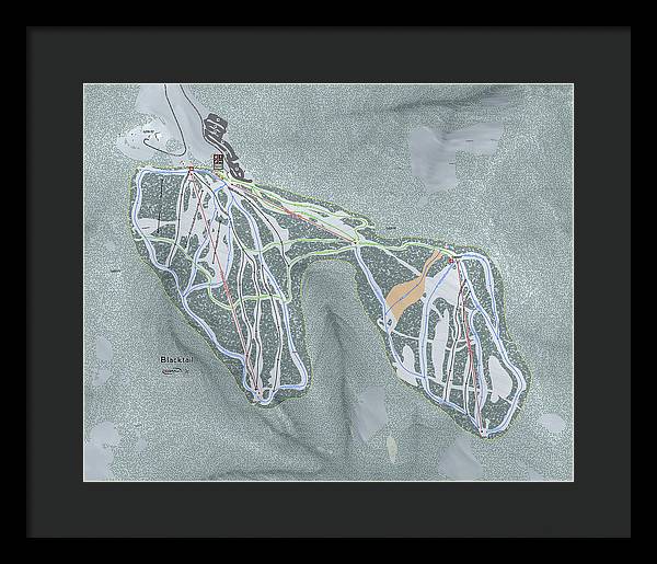 Black tail Ski Trail Map - Framed Print - Powderaddicts