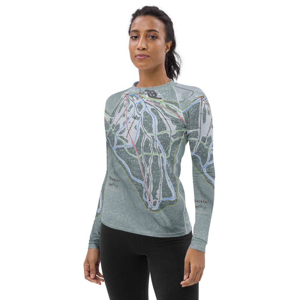 Blacktail, Montana Ski Trail Map Women's Base Layer Top - Powderaddicts