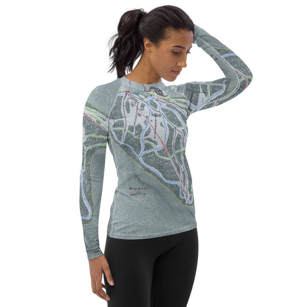 Blacktail, Montana Ski Trail Map Women's Base Layer Top - Powderaddicts