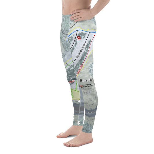 Blue Hills, Massachusetts Ski Trail Map Men's Base Layer Bottom - Powderaddicts