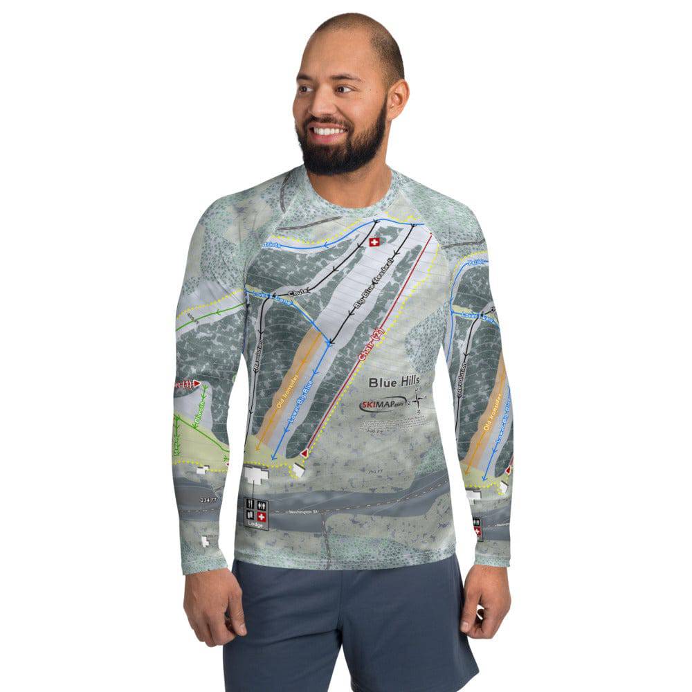 Blue Hills, Massachusetts Ski Trail Map Men's Base Layer Top