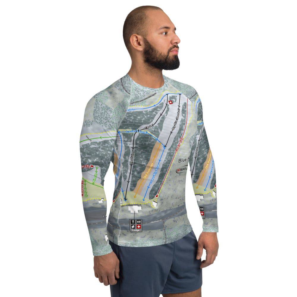 Blue Hills, Massachusetts Ski Trail Map Men's Base Layer Top - Powderaddicts