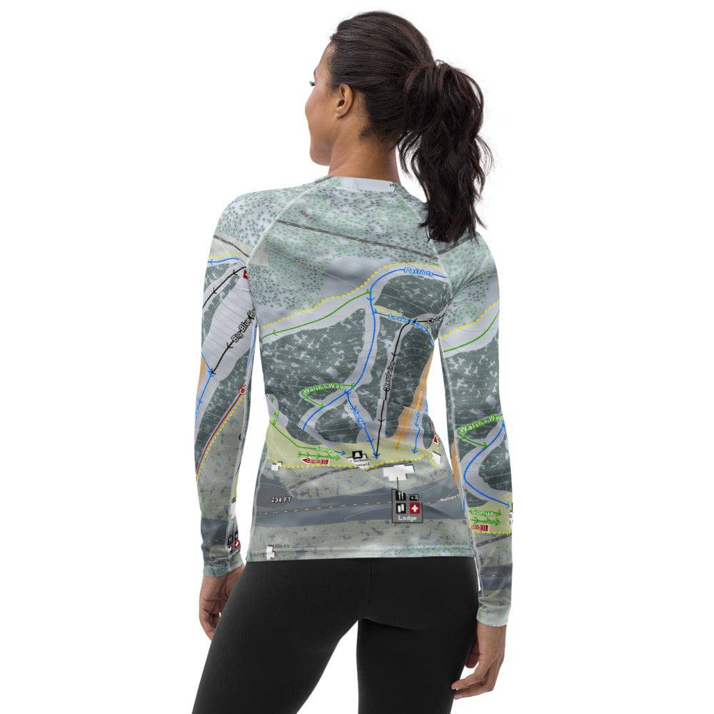 Blue Hills, Massachusetts Ski Trail Map Women's Base Layer Top - Powderaddicts