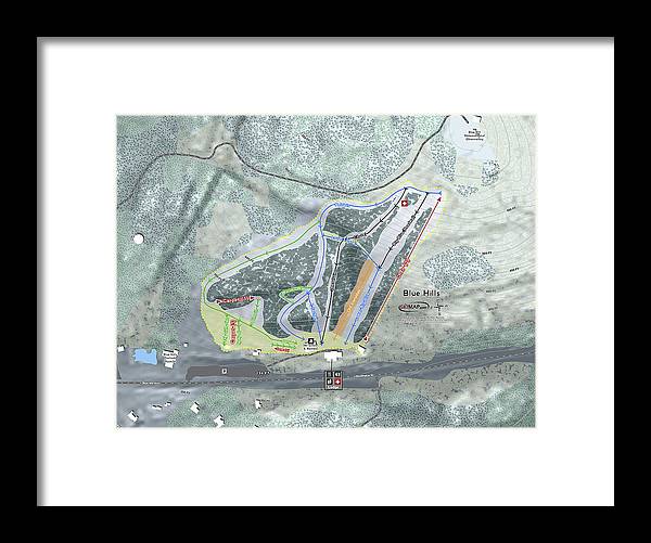Blue Hills Ski Trail Map - Framed Print - Powderaddicts
