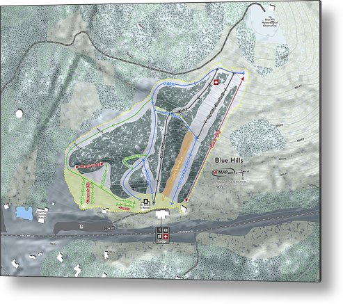 Blue Hills Ski Trail Map - Metal Print - Powderaddicts