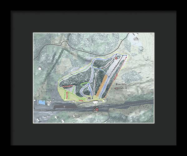 Blue Hills Ski Trail Map - Framed Print - Powderaddicts