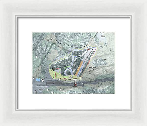 Blue Hills Ski Trail Map - Framed Print - Powderaddicts