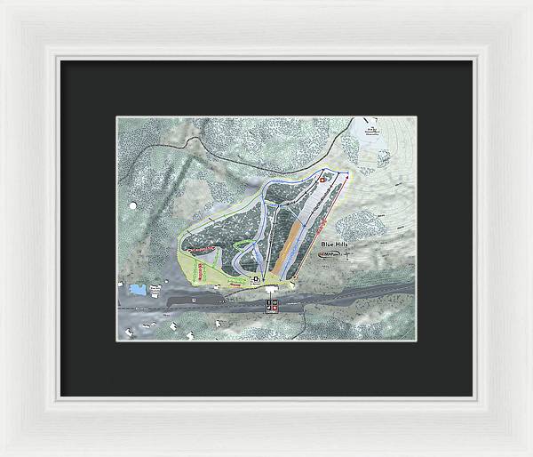 Blue Hills Ski Trail Map - Framed Print - Powderaddicts
