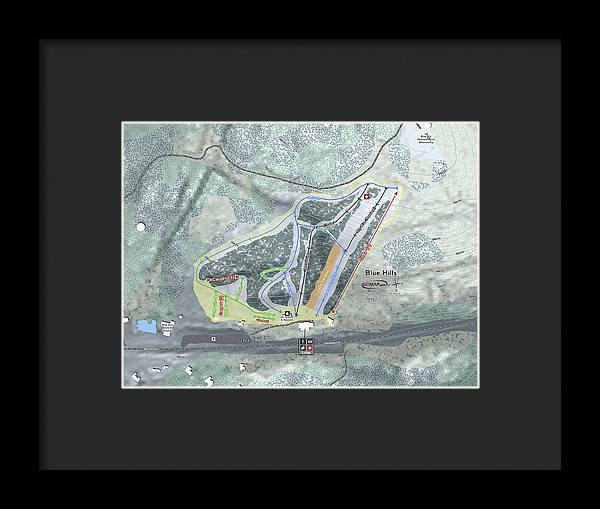 Blue Hills Ski Trail Map - Framed Print - Powderaddicts