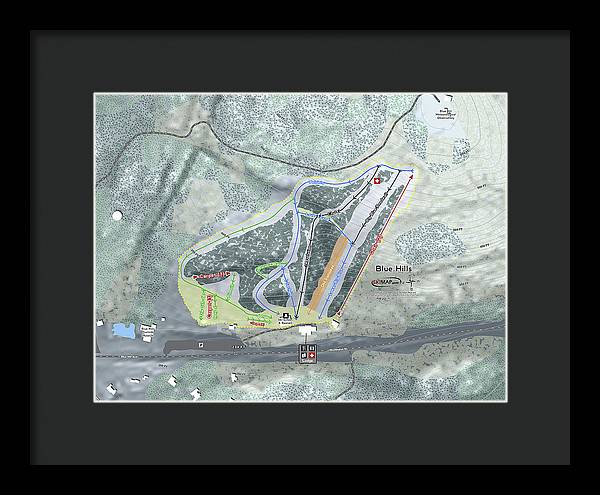 Blue Hills Ski Trail Map - Framed Print - Powderaddicts