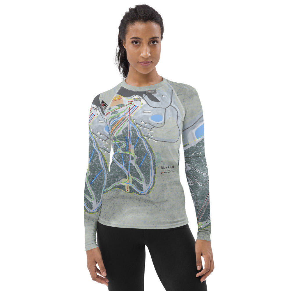 Blue Knob, Pennsylvania Ski Trail Map Women&#39;s Base Layer Top - Powderaddicts