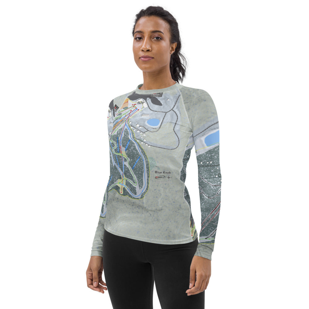 Blue Knob, Pennsylvania Ski Trail Map Women&#39;s Base Layer Top - Powderaddicts