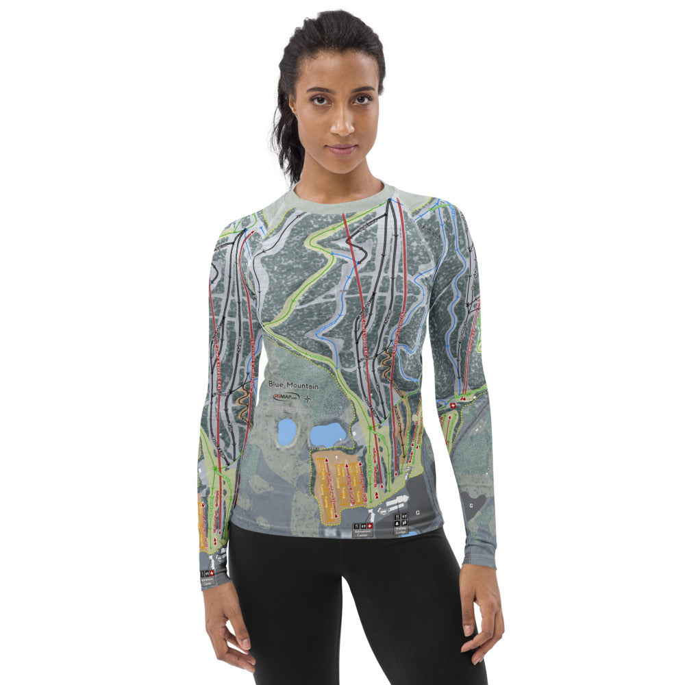 Blue Mountain, Pennsylvania Ski Trail Map Women's Base Layer Top - Powderaddicts