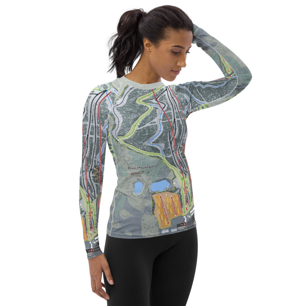Blue Mountain, Pennsylvania Ski Trail Map Women&#39;s Base Layer Top - Powderaddicts