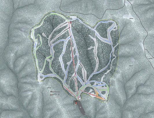 Bluewood Ski Trail Map - Art Print - Powderaddicts