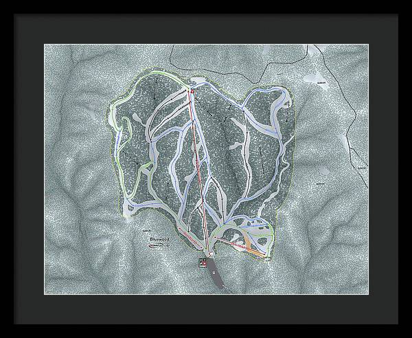 Bluewood Ski Trail Map - Framed Print - Powderaddicts