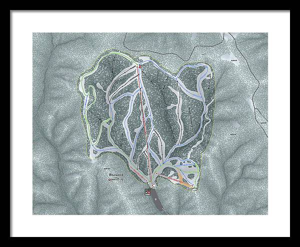 Bluewood Ski Trail Map - Framed Print - Powderaddicts