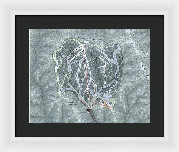 Bluewood Ski Trail Map - Framed Print - Powderaddicts