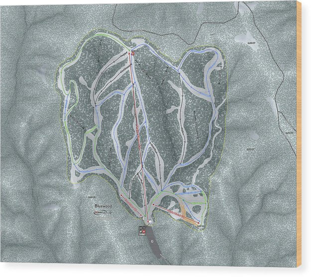Bluewood Ski Trail Map - Wood Print - Powderaddicts