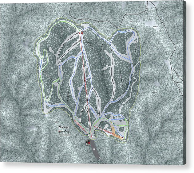 Bluewood Ski Trail Map - Acrylic Print - Powderaddicts