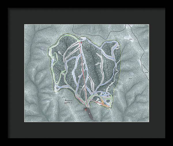 Bluewood Ski Trail Map - Framed Print - Powderaddicts