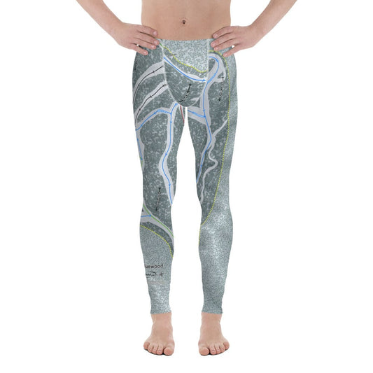 Bluewood, Washington ski Trail Map Men's Base Layer Bottom - Powderaddicts