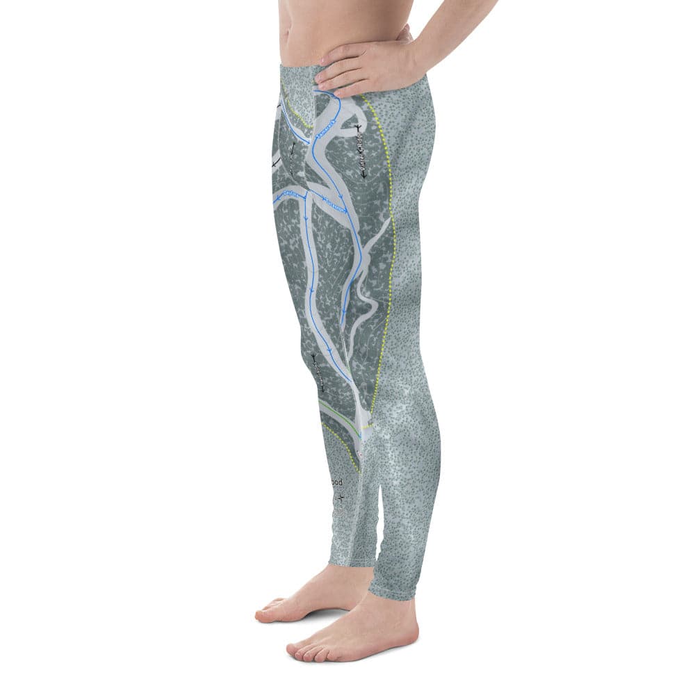 Bluewood, Washington ski Trail Map Men's Base Layer Bottom - Powderaddicts